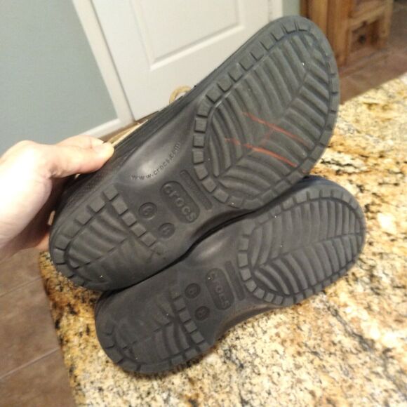 Crocs Islander Sport Pitcrew Black Brown Leather Sandals Lace up Size M6/W8 - Picture 11 of 12